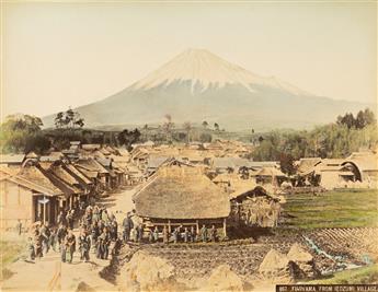 KUSAKABE KIMBEI (1841-1934) An elegant Japanese album with 50 hand-colored photographs depicting cities, temples, landscapes, and garde